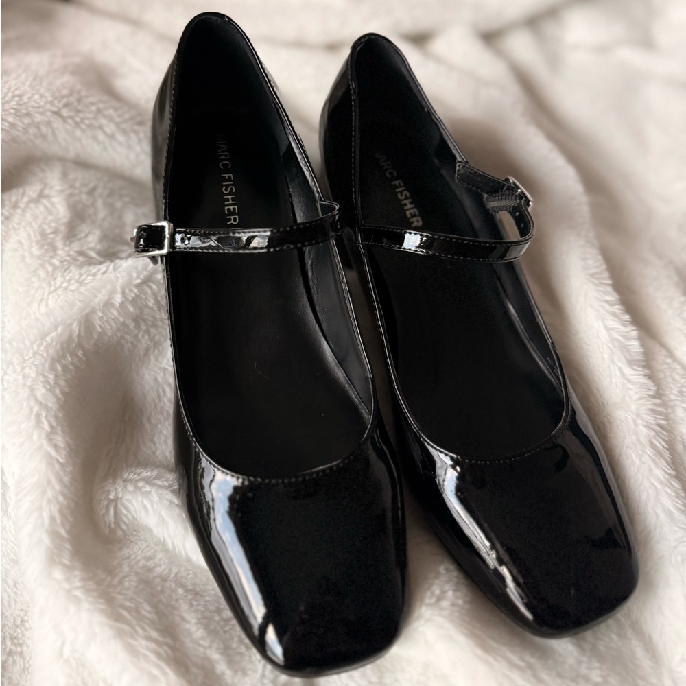 Marc Fisher Black Patent Leather Mary Jane Shoes